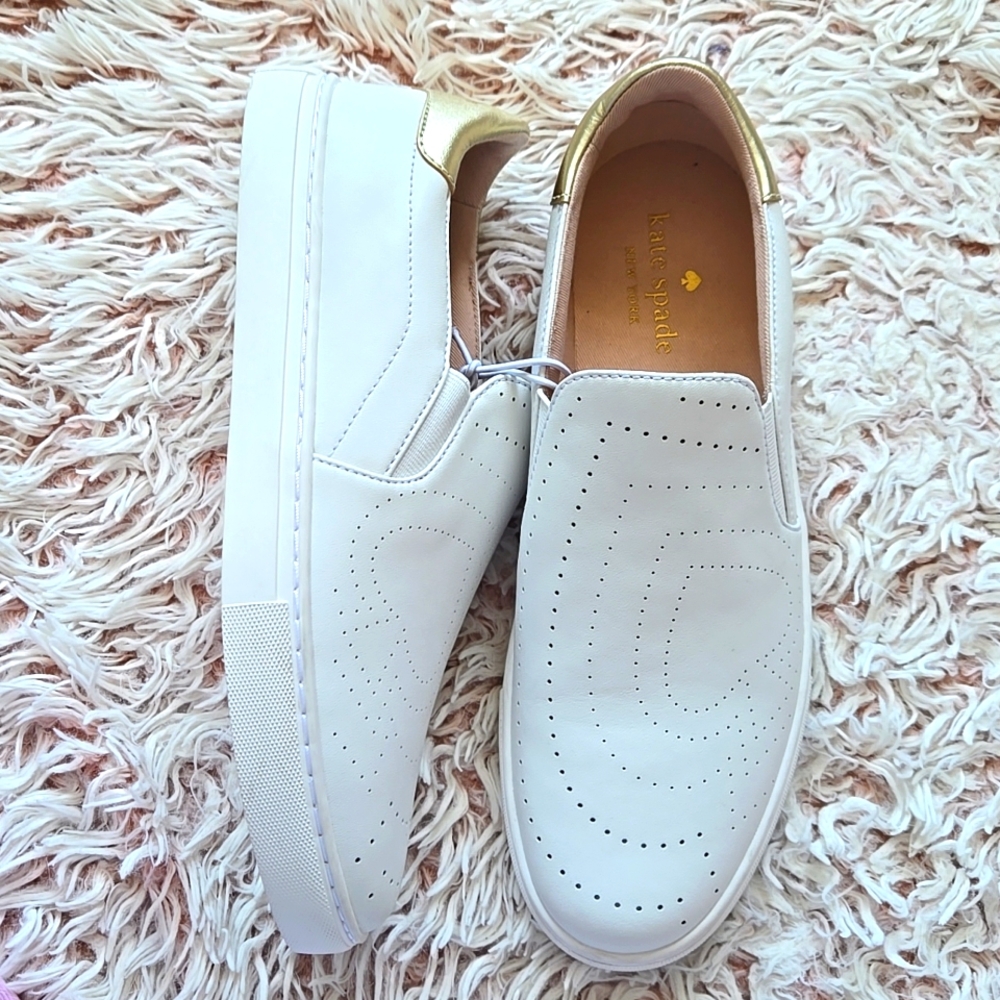 NWT Kate Spade White Azores Preforated Slip Ons